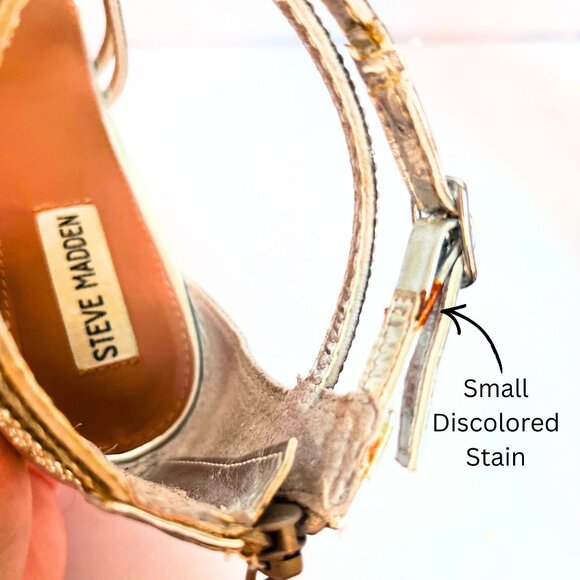 Steve Madden 9M Silver Sparkly Strappy Heels | Rhinestone Stilettos 4.5" - Picture 7 of 10